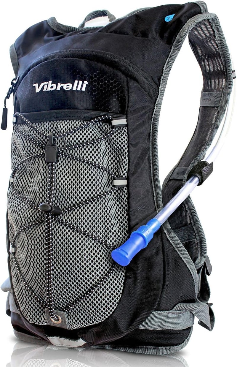 Vibrelli Hydration Backpack & 2L Hydration Bladder - High Flow Bite Valve - Hydration Pack for Cycling, Running, Hiking - Image 1